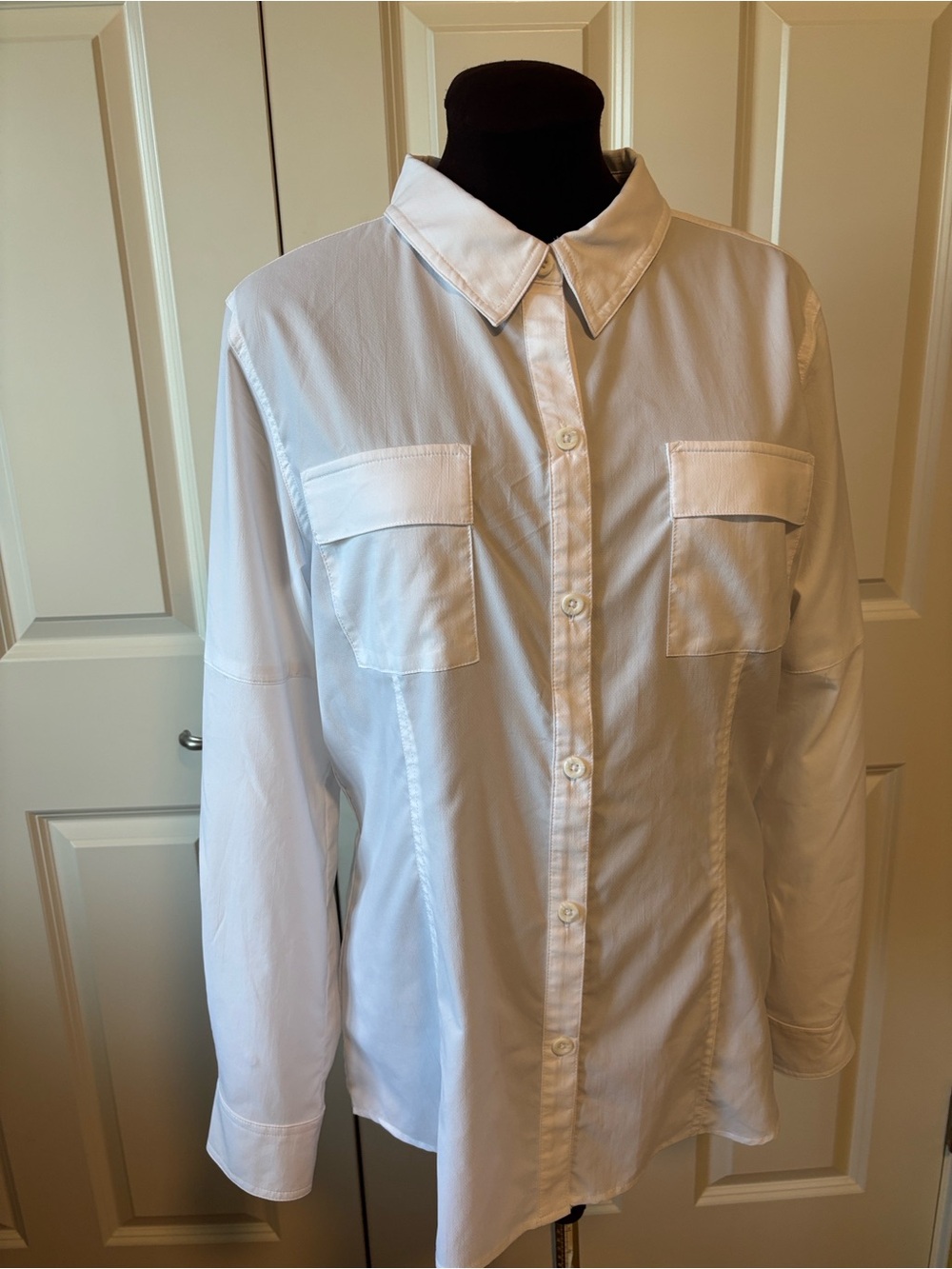 Reel Legends Women’s White Button-Down Shirt with Chest Pockets